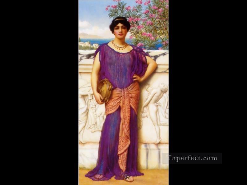 タンバリンガール21906 新古典主義の女性ジョン・ウィリアム・ゴッドワード油絵